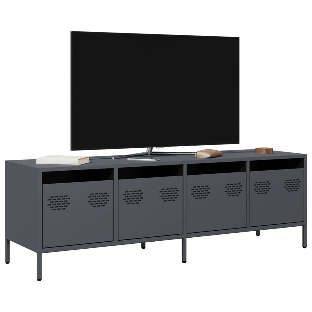 vidaXL TV Cabinet 202x39x43.5 cm Cold Rolled Steel Black