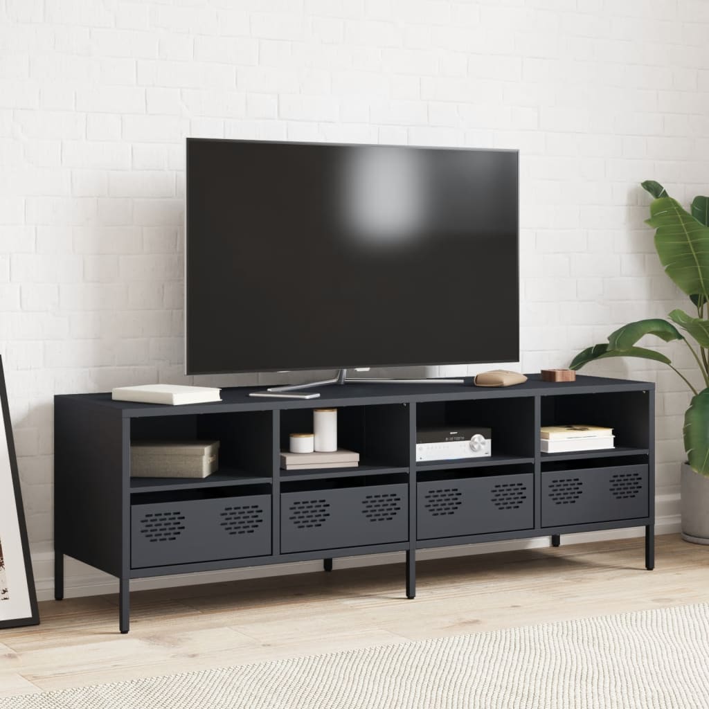 vidaXL TV Cabinet 202x39x43.5 cm Cold-Rolled Steel Black