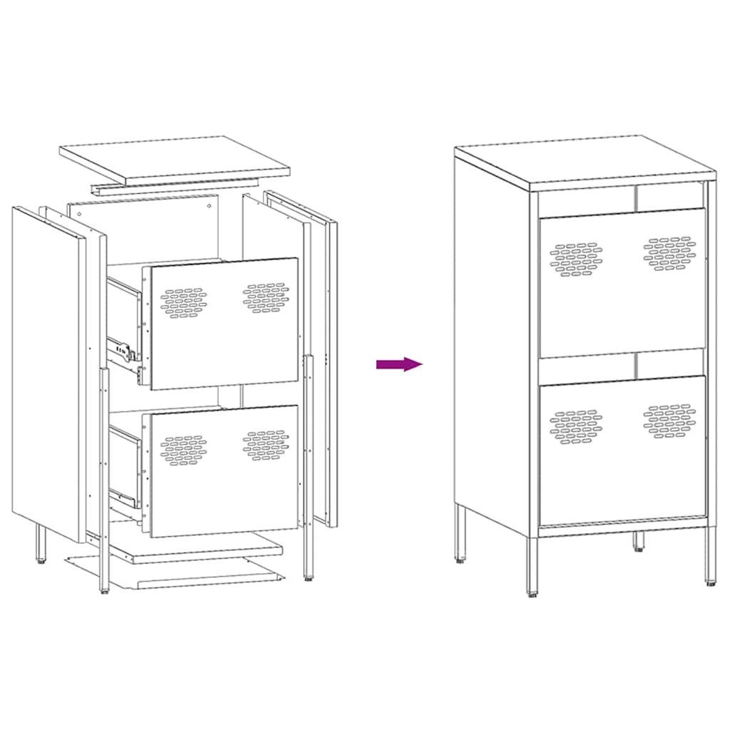 vidaXL Dressoir 35x39x73,5 cm koudgewalst staal zwart