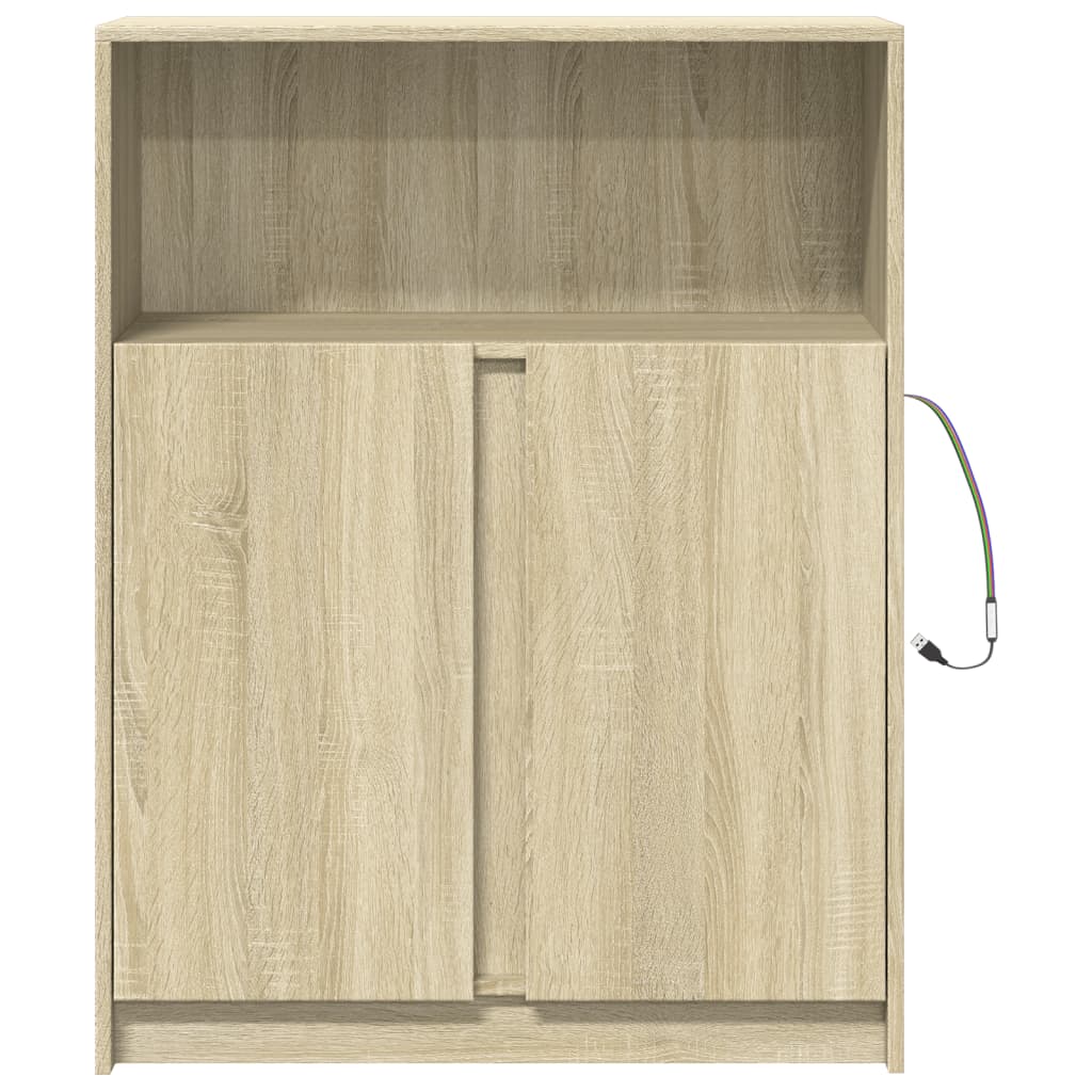 vidaXL Dressoir met LED 77x34x100 cm bewerkt hout wit