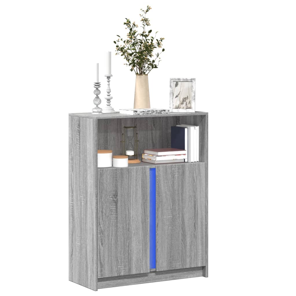 vidaXL Dressoir met LED 77x34x100 cm bewerkt hout wit
