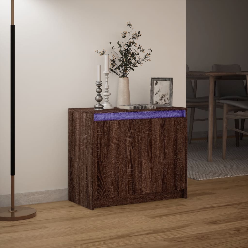 vidaXL Sideboard with LED 72x34x61 cm engineered wood white