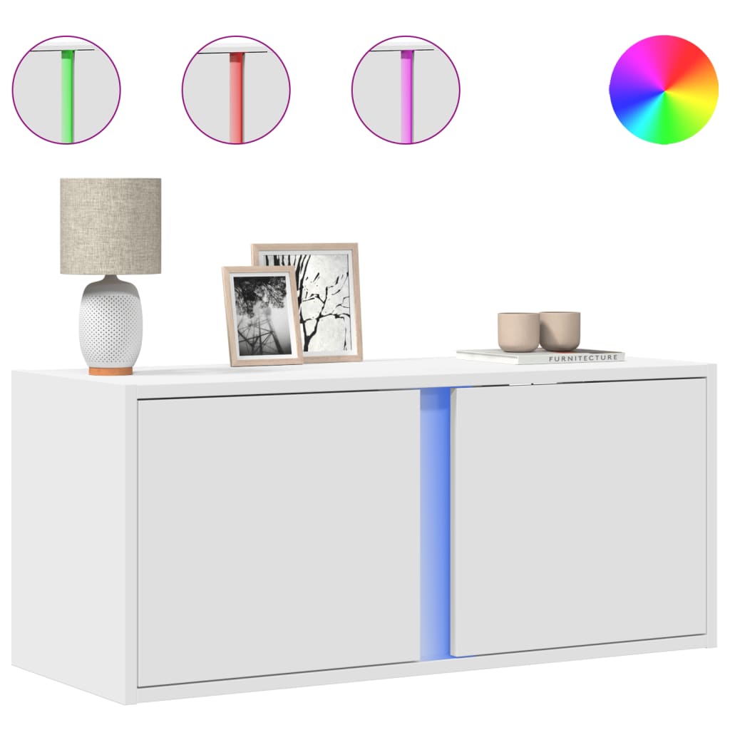 vidaXL Tv-wandmeubel met LED-verlichting 80x31x35 cm wit
