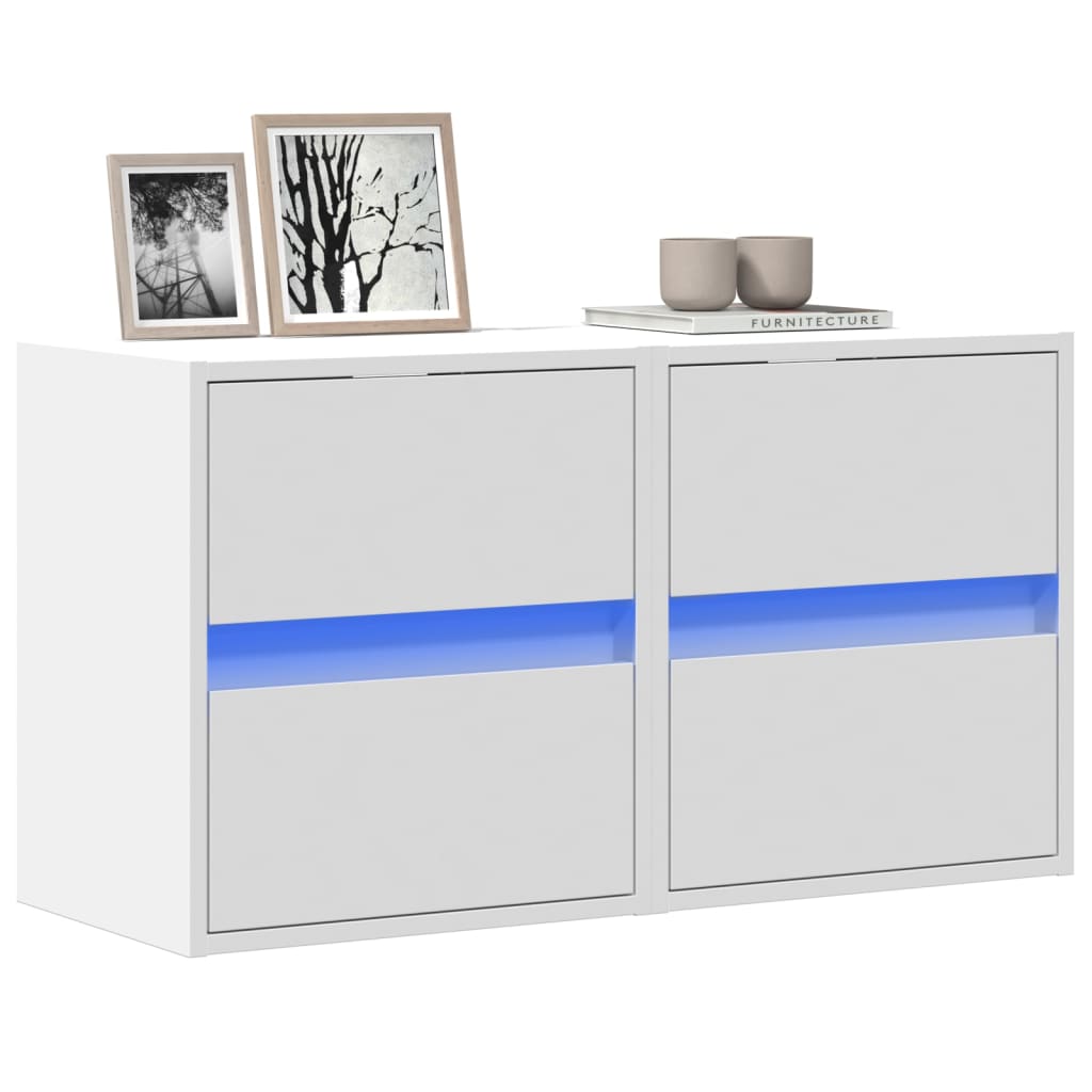 vidaXL Tv-wandmeubel met LED-verlichting 180x31x45 cm wit