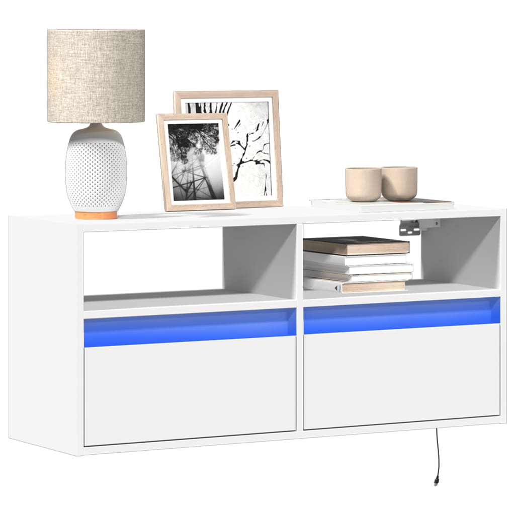 vidaXL TV Cabinet with LED Lights 180x31x45 cm White