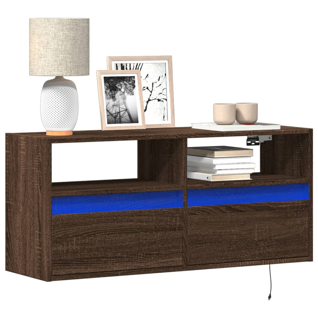 vidaXL TV Cabinet with LED Lights 180x31x45 cm White