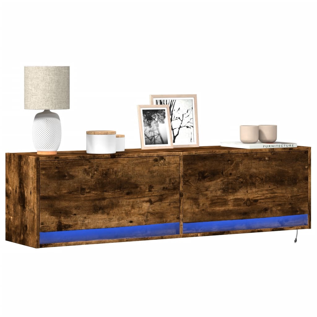 vidaXL Tv-wandmeubel met LED-verlichting 180x31x38 cm wit