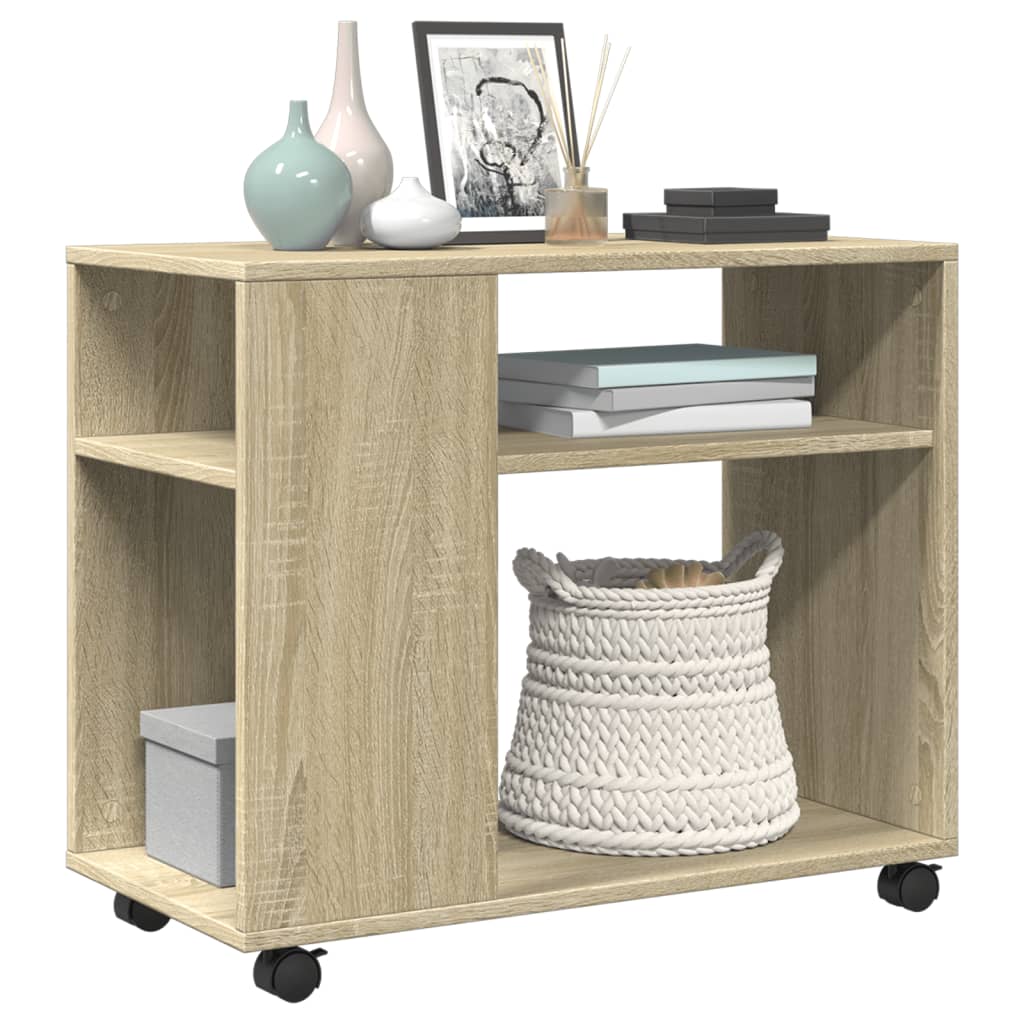 vidaXL Side Table with Wheels 70x35x60 cm Engineered Wood White