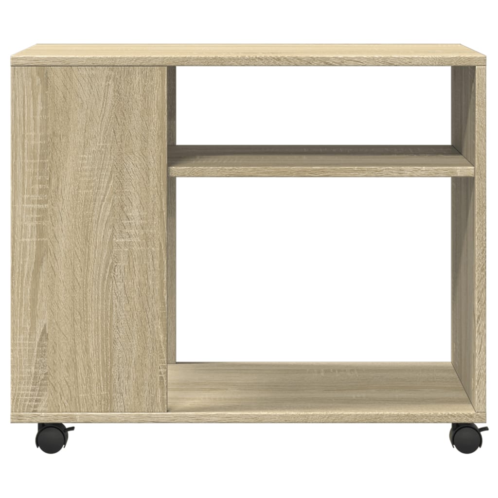 vidaXL Side Table with Wheels 70x35x60 cm Engineered Wood White