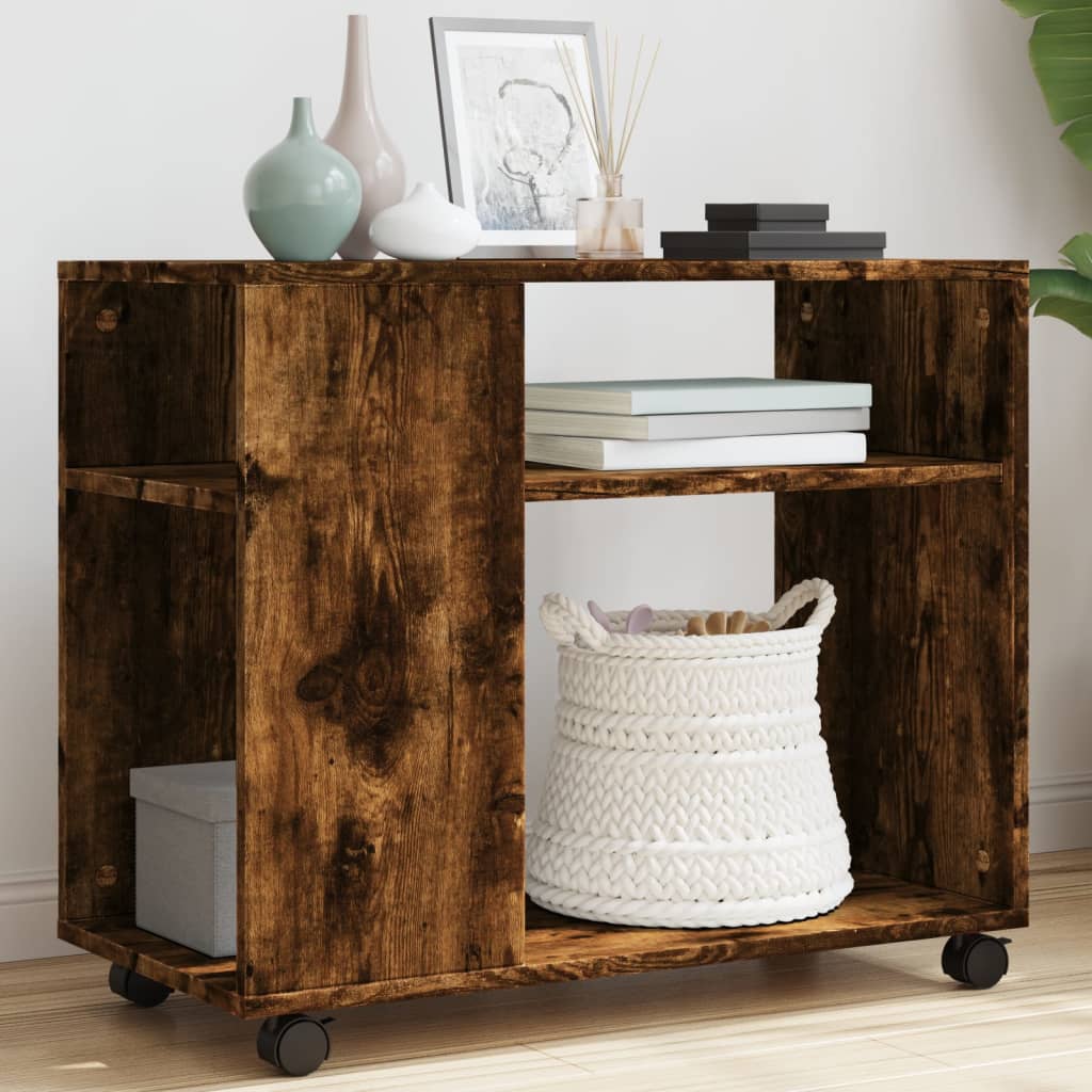 vidaXL Side Table with Wheels 70x35x60 cm Engineered Wood White