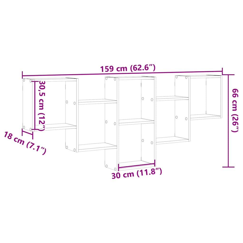 vidaXL Wall Shelf 159x18x66 cm Engineered Wood White