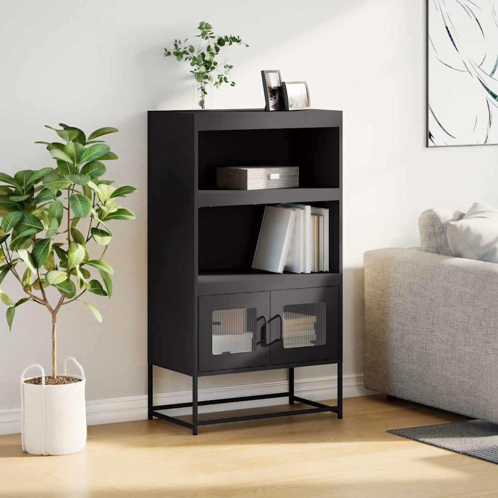 vidaXL Hoge kast 68x39x123 cm staal zwart
