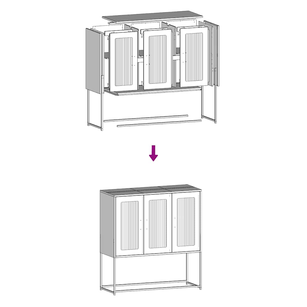vidaXL Dressoir 100,5x39x107 cm koudgewalst staal zwart