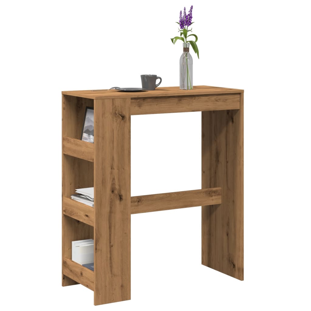 vidaXL Bartafel met rekken 90x40x103,5 cm bewerkt hout wit