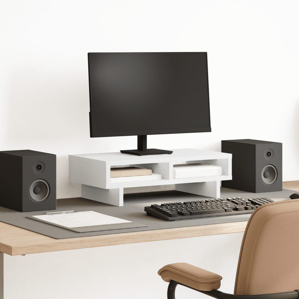 vidaXL Monitorstand met plank Zwart 100 x 27 x 15 cm Bewerkt hout