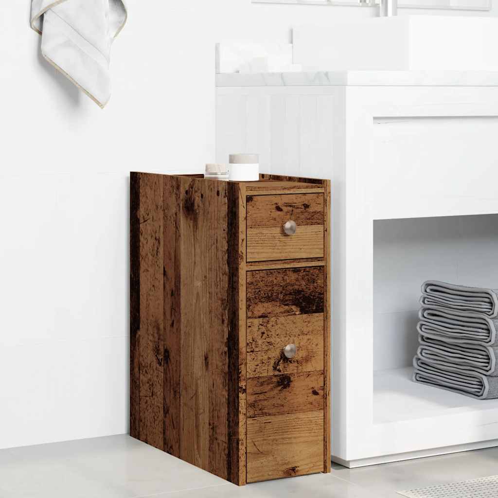 vidaXL Badkamerkast smal met wielen bewerkt hout wit