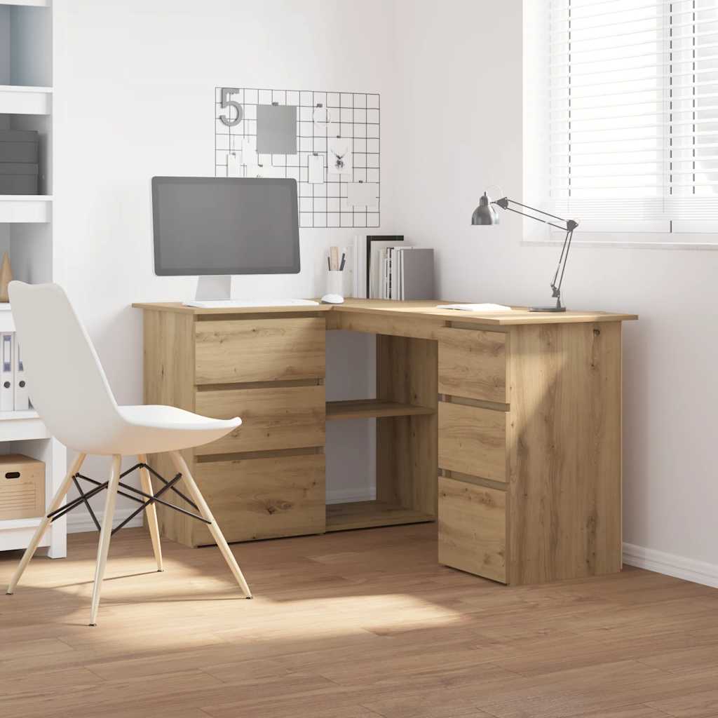vidaXL Corner Desk 145x100x76 cm Engineered Wood White