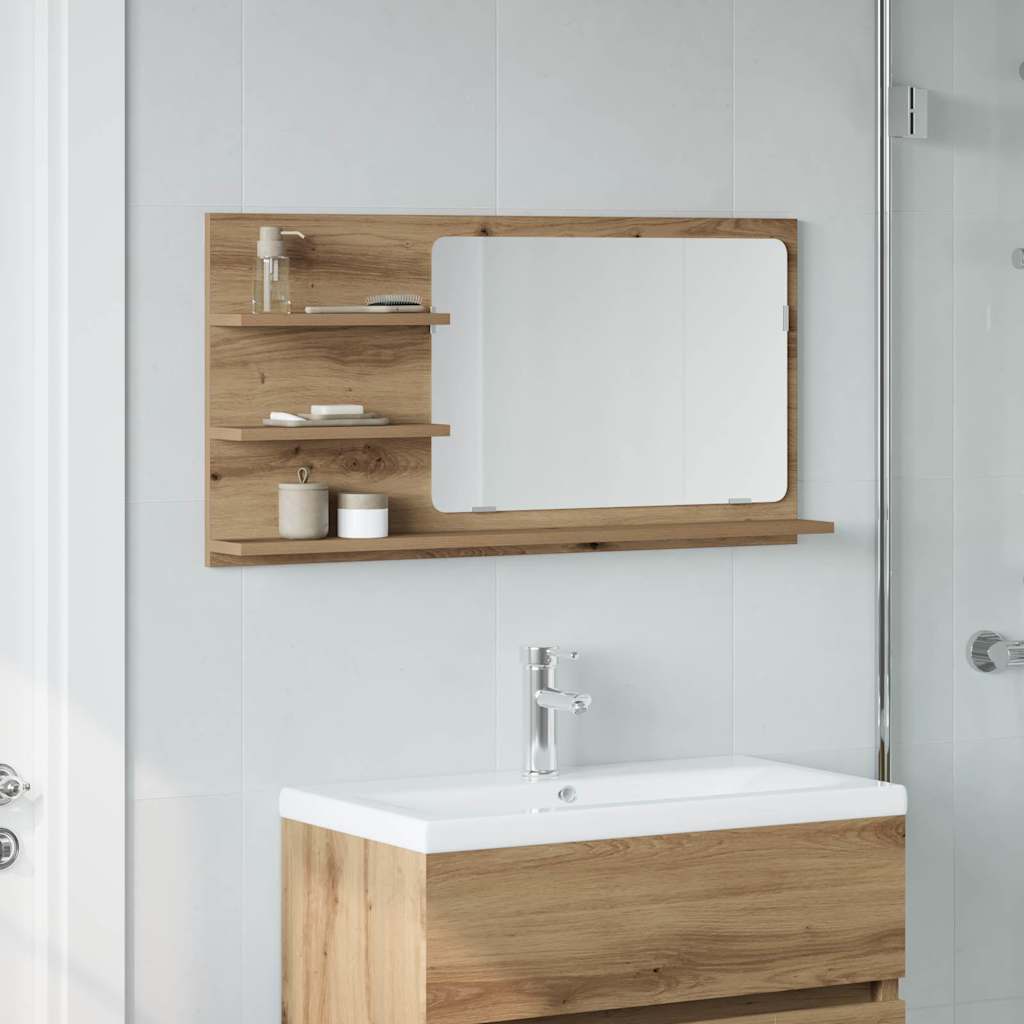 vidaXL Badkamerspiegel 90x10,5x45 cm bewerkt hout wit