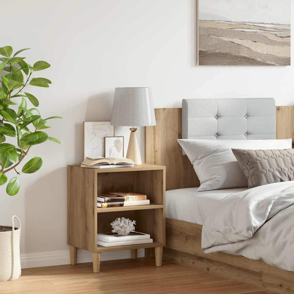 vidaXL Bedkast Zwart Eiken 40 x 30 x 50 cm Bewerkt hout