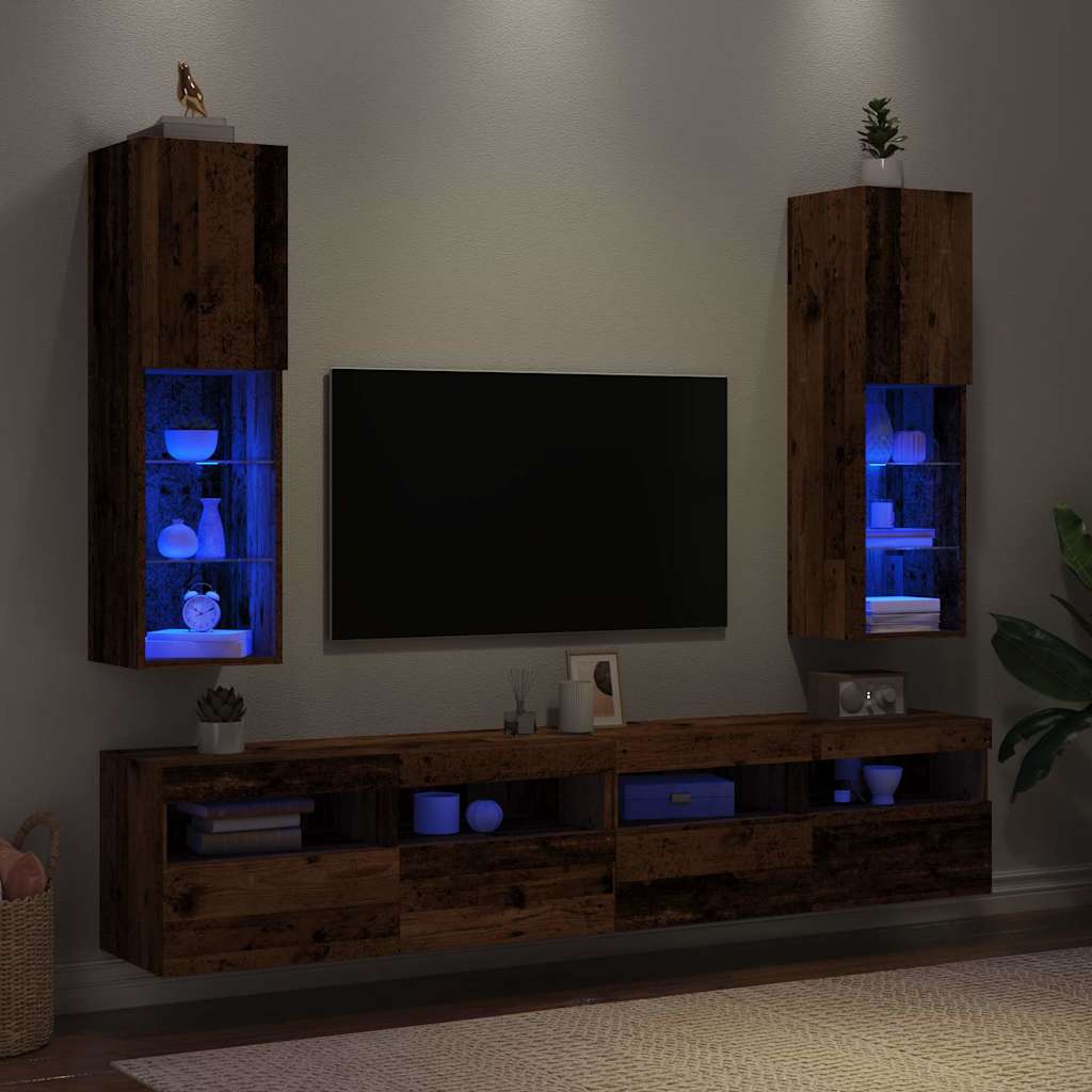 vidaXL TV Cabinets 2 pcs with LED lighting 30.5x30x60 cm white