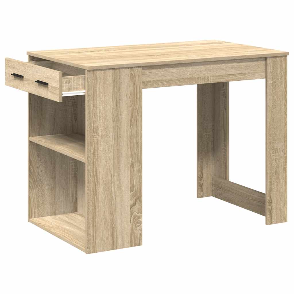 vidaXL Bureau met lade en plank 102x62x77,5 cm bewerkt hout wit