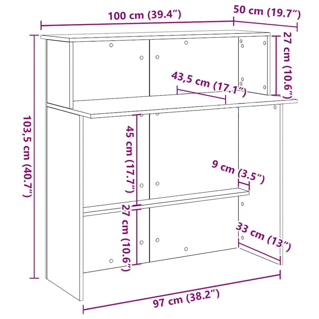 vidaXL Receptiebalie wit 100x50x103,5 cm bewerkt hout
