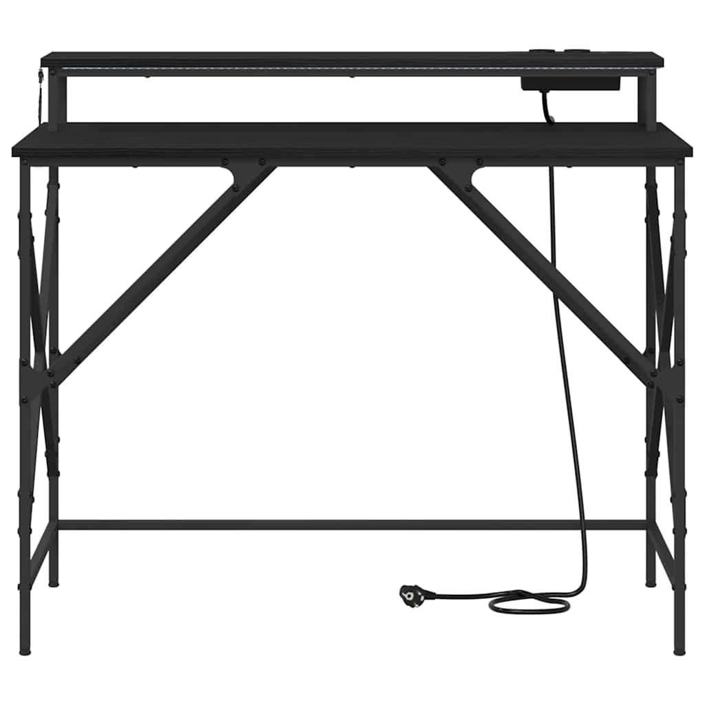 vidaXL Bureau met plank Zwart Eiken 100 x 50 x 86,5 cm Bewerkt hout