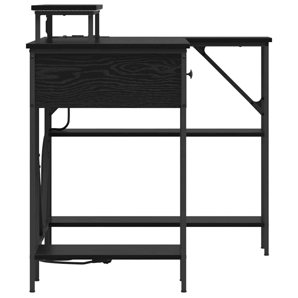 vidaXL Desk with Drawer Black Oak 120 x 79 x 86.5 cm Engineered Wood