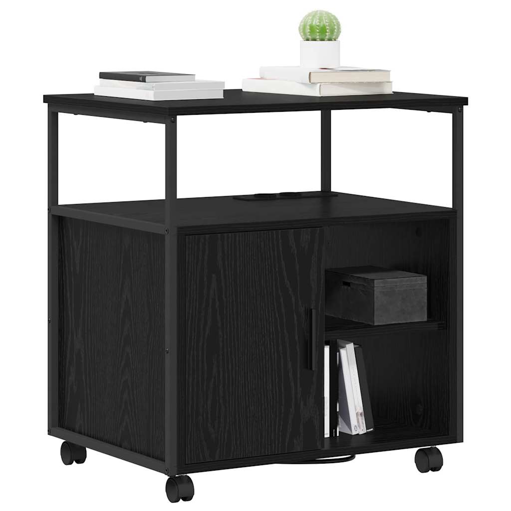 vidaXL Kast met Oplaadstation Zwart Eiken 61 x 46 x 67 cm Bewerkt hout