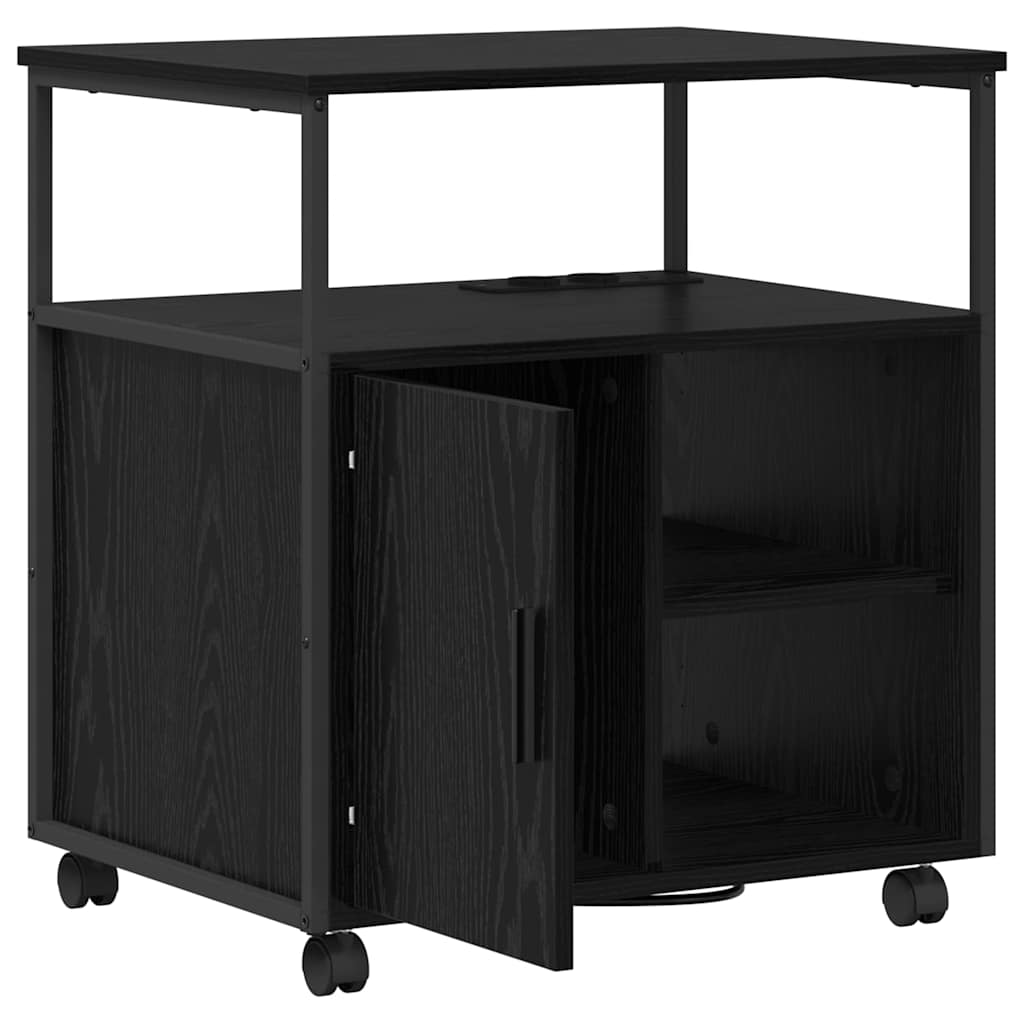 vidaXL Kast met Oplaadstation Zwart Eiken 61 x 46 x 67 cm Bewerkt hout