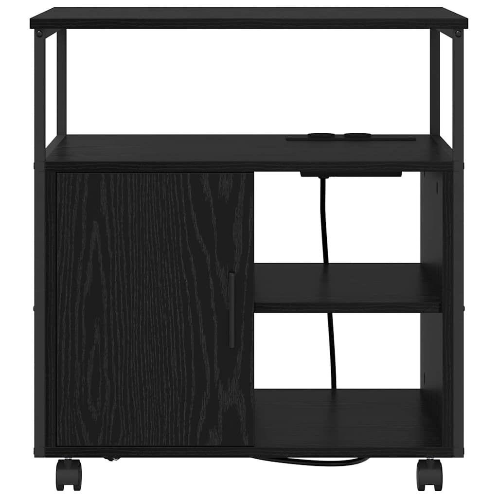 vidaXL Kast met Oplaadstation Zwart Eiken 61 x 46 x 67 cm Bewerkt hout