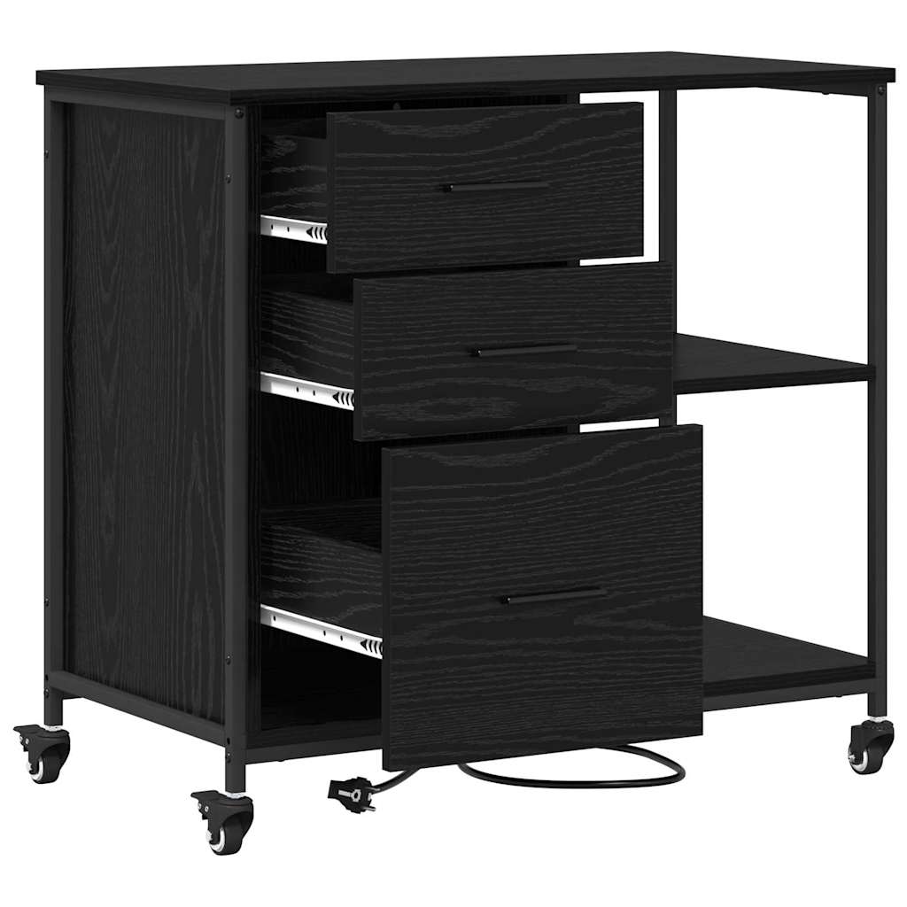 vidaXL Kast met Oplaadstation Zwart Eiken 76 x 41 x 72 cm Bewerkt hout