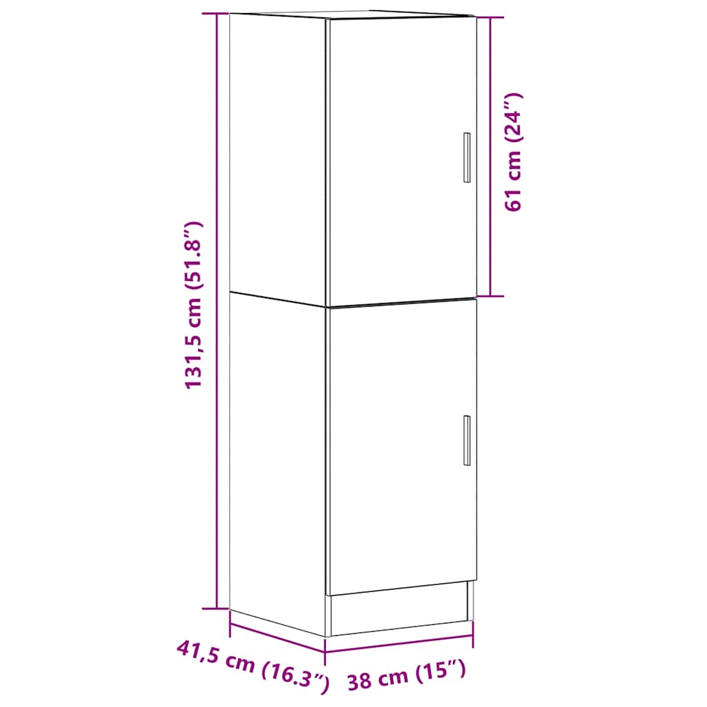 vidaXL Keukenkast 38x41,5x131,5 cm bewerkt hout wit