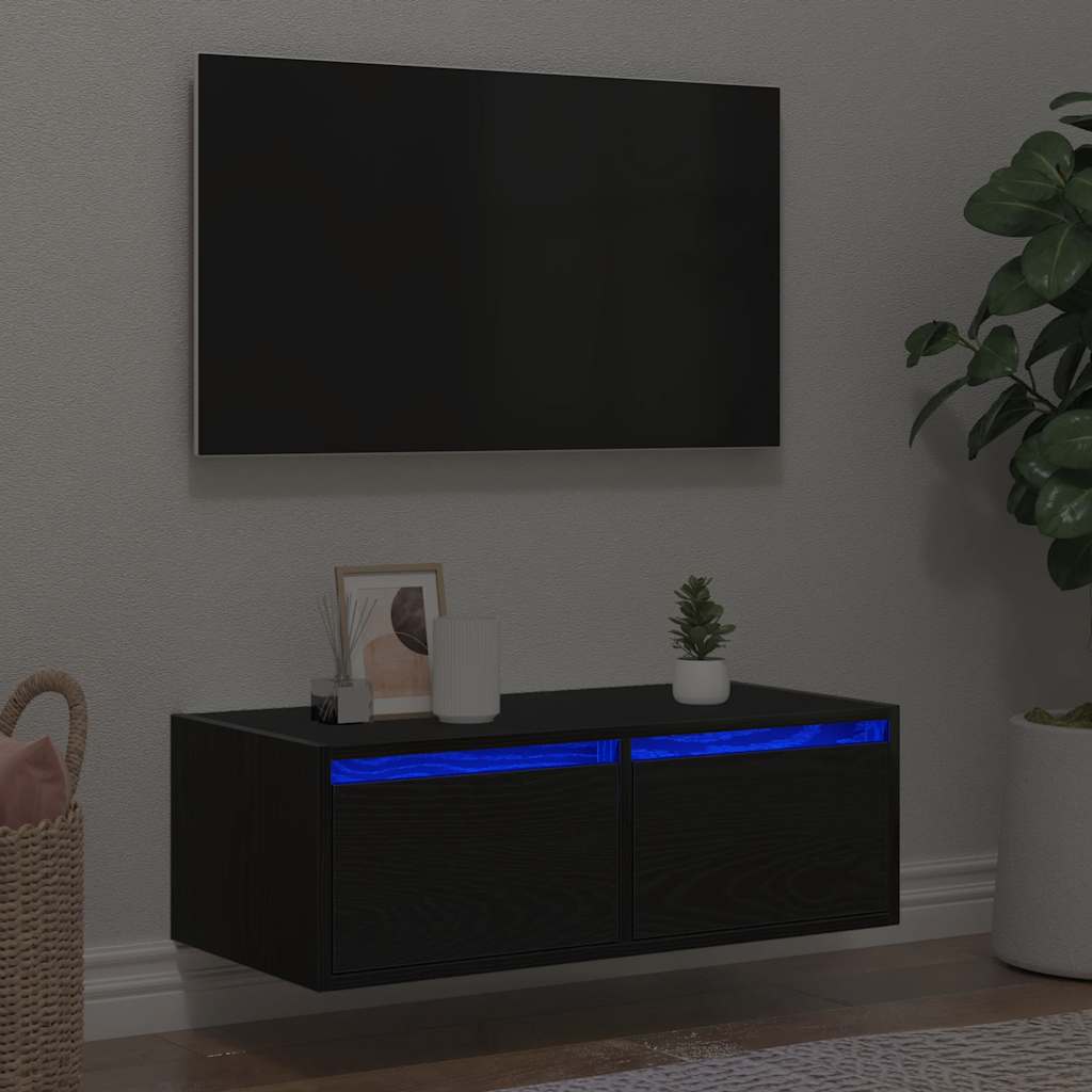 vidaXL Nachtkastje met LED-verlichting wandgemonteerd wit
