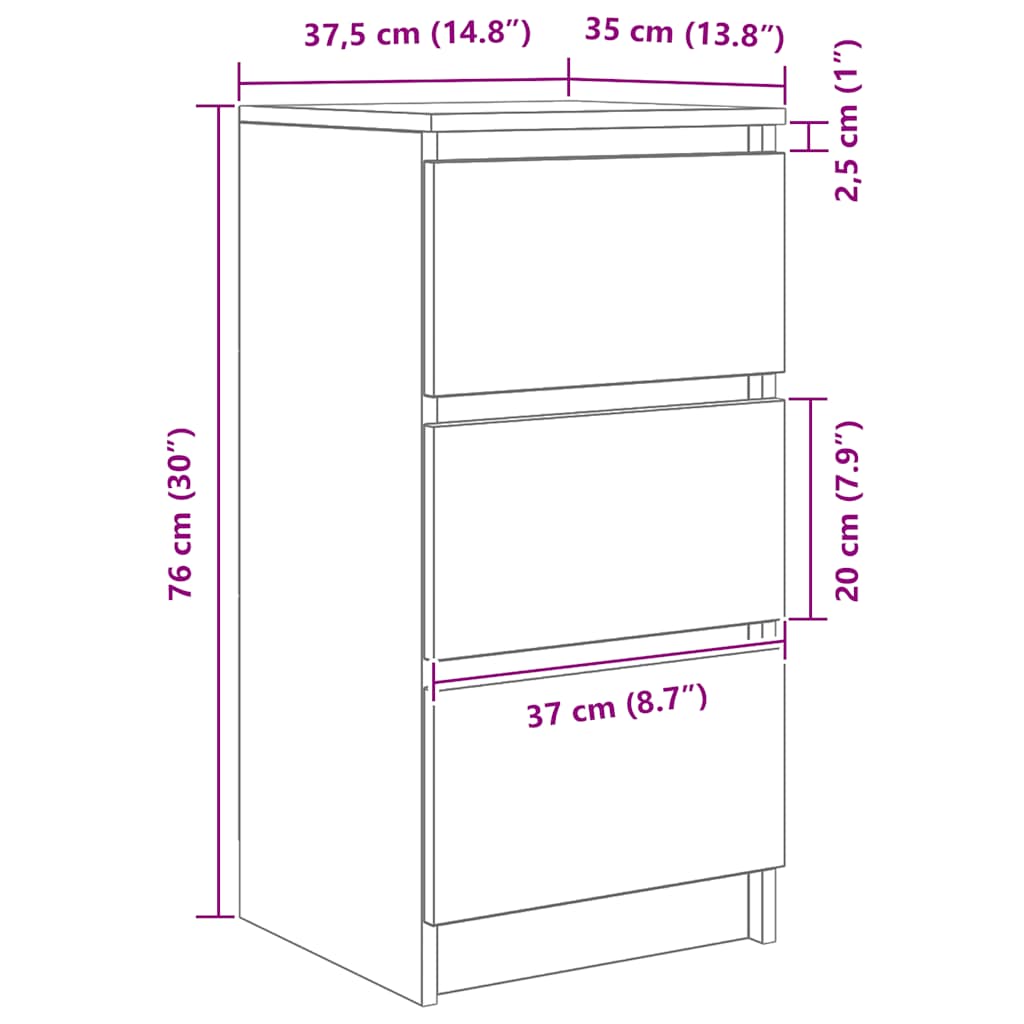 vidaXL Dressoir 37,5x35x76 cm bewerkt hout wit