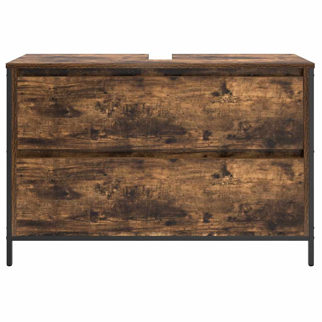 vidaXL Badkamerkast met lades 90x34,5x60 cm zwart eikenkleurig