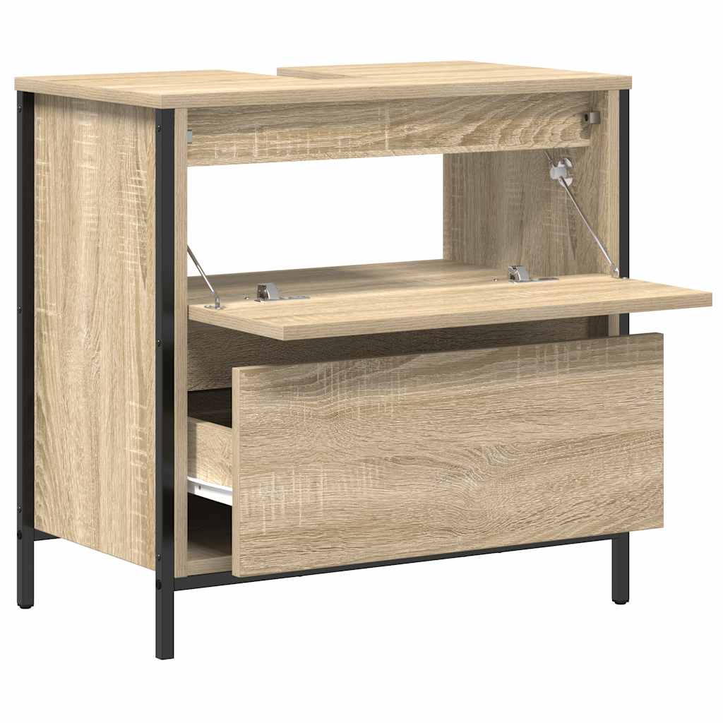 vidaXL Badkamerkast met lades 60x34,5x60 cm zwart eikenkleurig