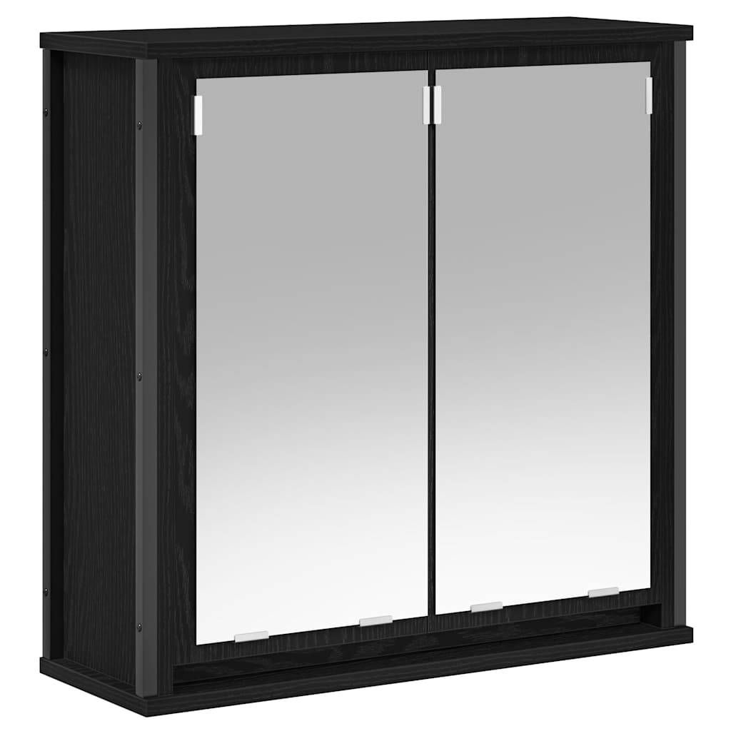 vidaXL Bathroom Wall Cabinet with Mirror 60x21x60 cm Black Oak-Effect