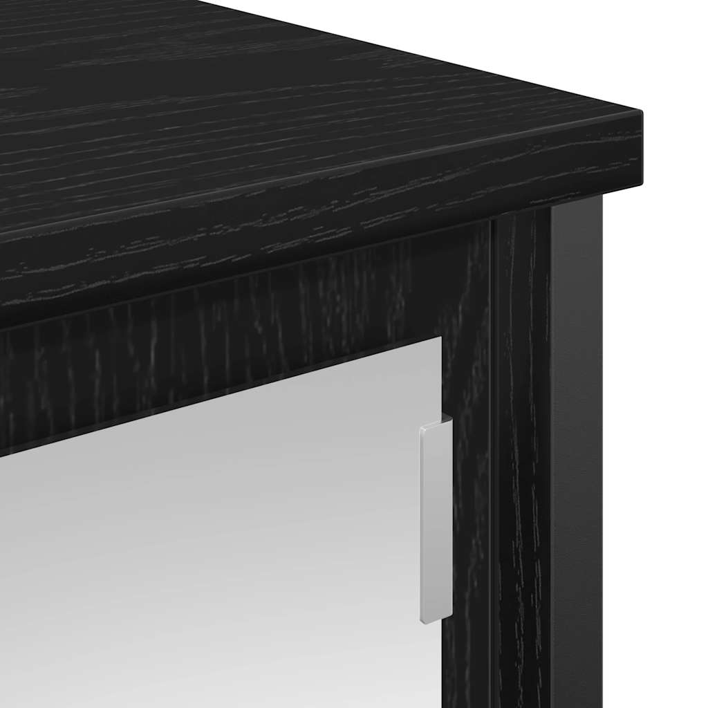 vidaXL Bathroom Wall Cabinet with Mirror 60x21x60 cm Black Oak-Effect