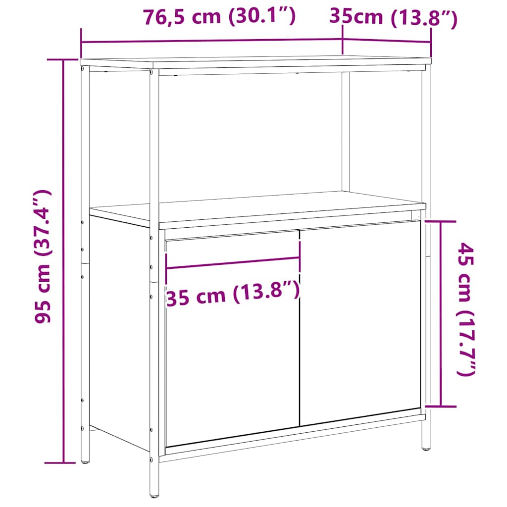 vidaXL Bathroom Cabinet with Shelves 76.5x35x95 cm Black Oak