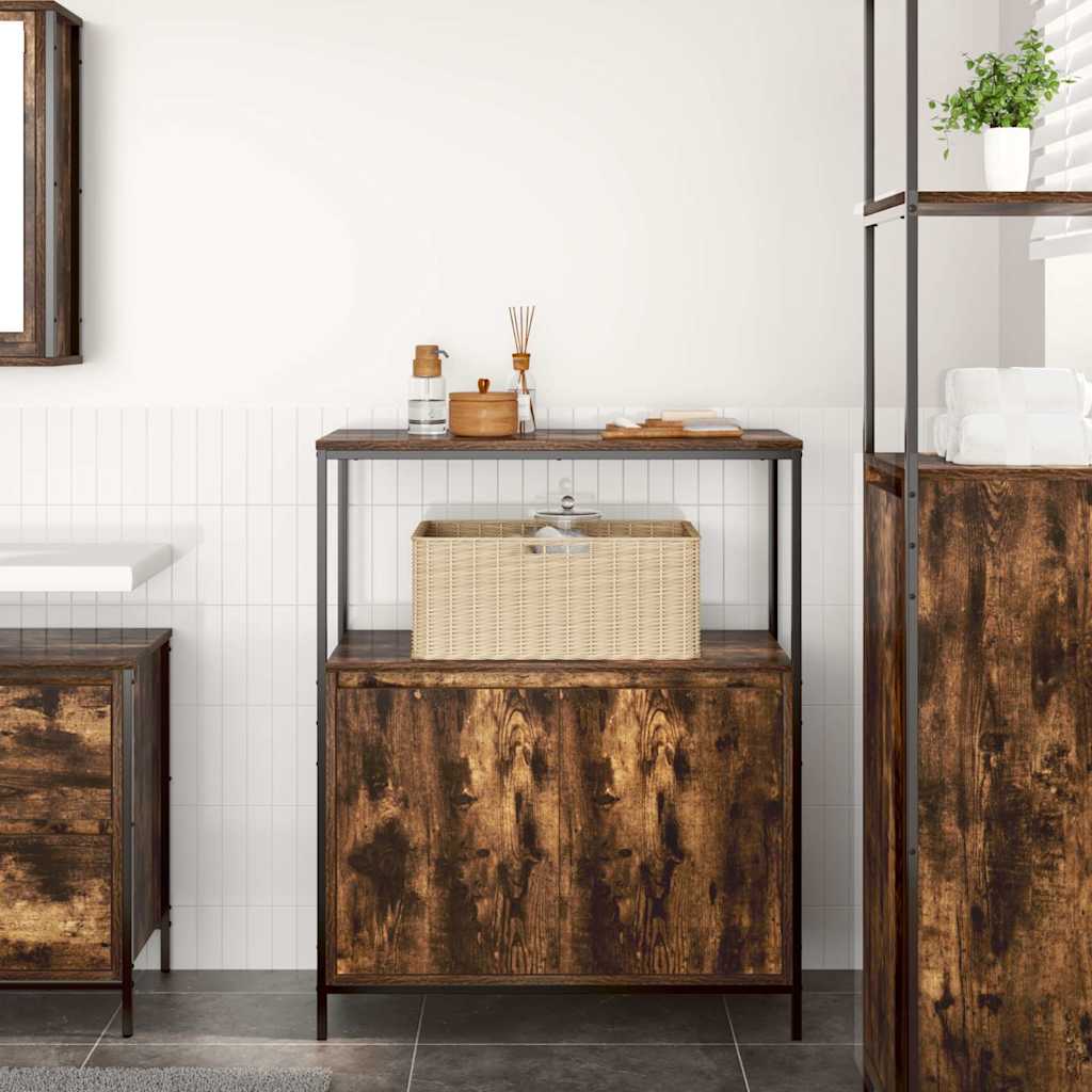 vidaXL Bathroom Cabinet with Shelves 76.5x35x95 cm Black Oak