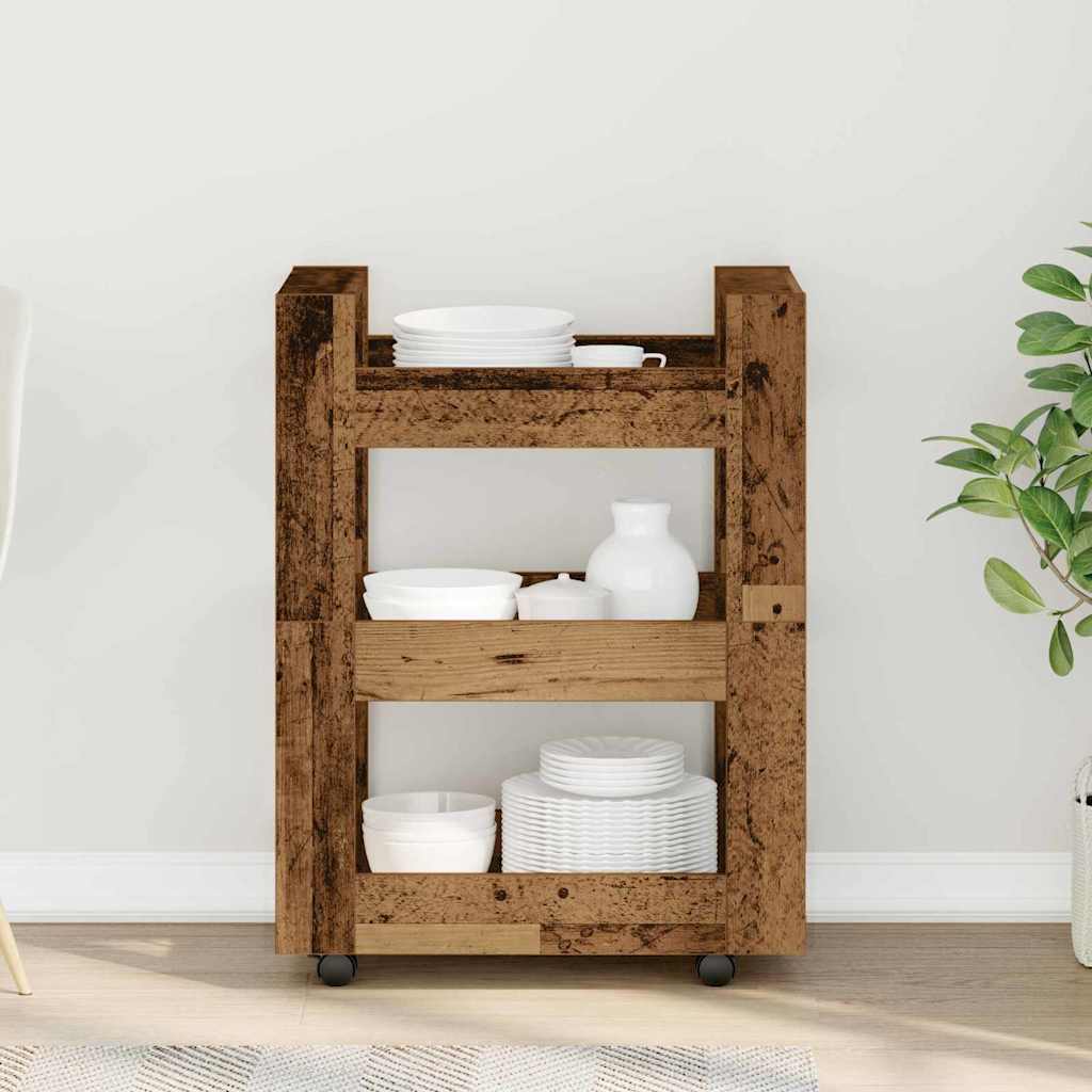 vidaXL Keukentrolley 60x45x80 cm bewerkt hout wit