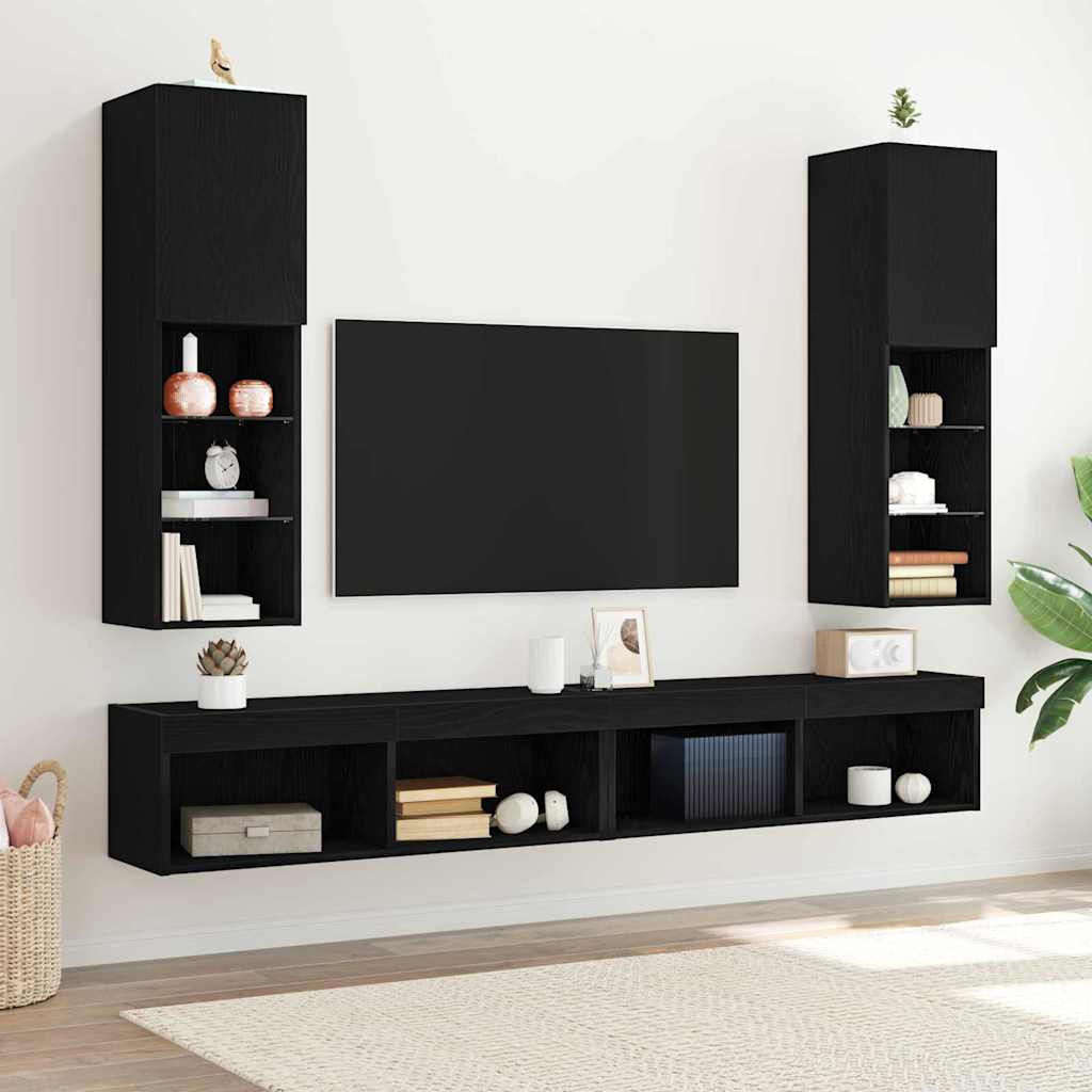 vidaXL TV Cabinets 2 pcs with LED lighting 30.5x30x60 cm white
