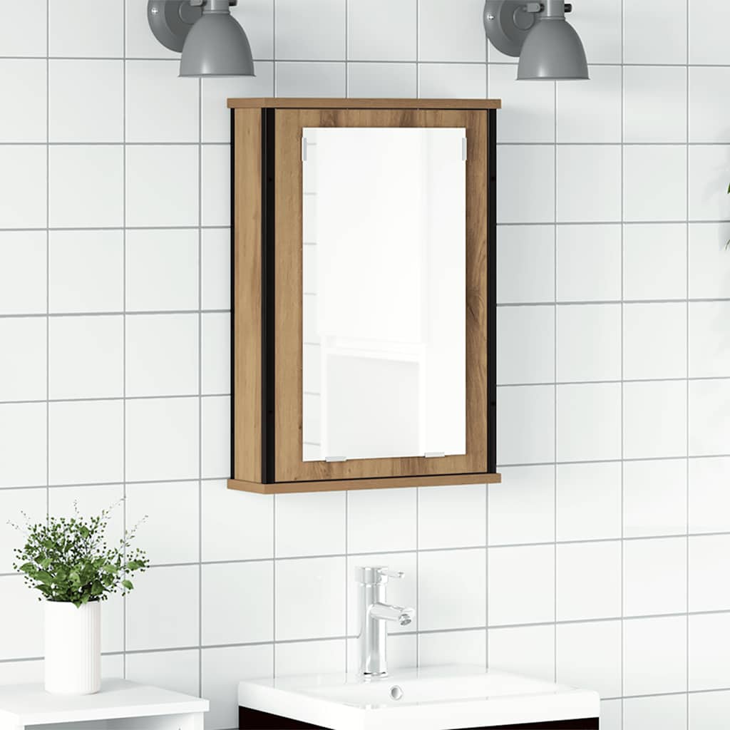 vidaXL Badkamerspiegelkast 42x12x60 cm bewerkt hout zwart