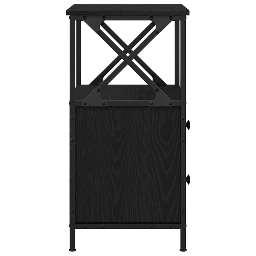 vidaXL Nachtkastje 34x35,5x70 cm bewerkt hout zwart