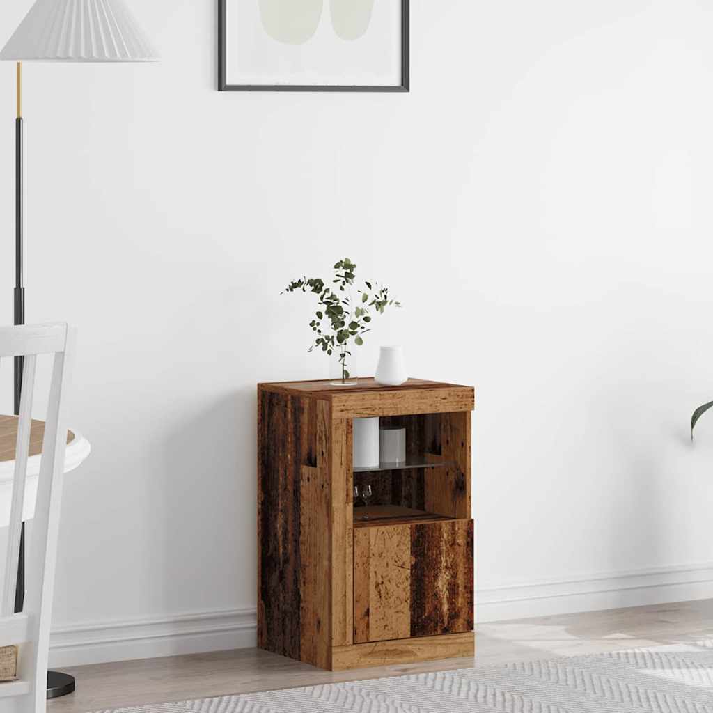 vidaXL Bijzetkast met LED-verlichting bewerkt hout wit