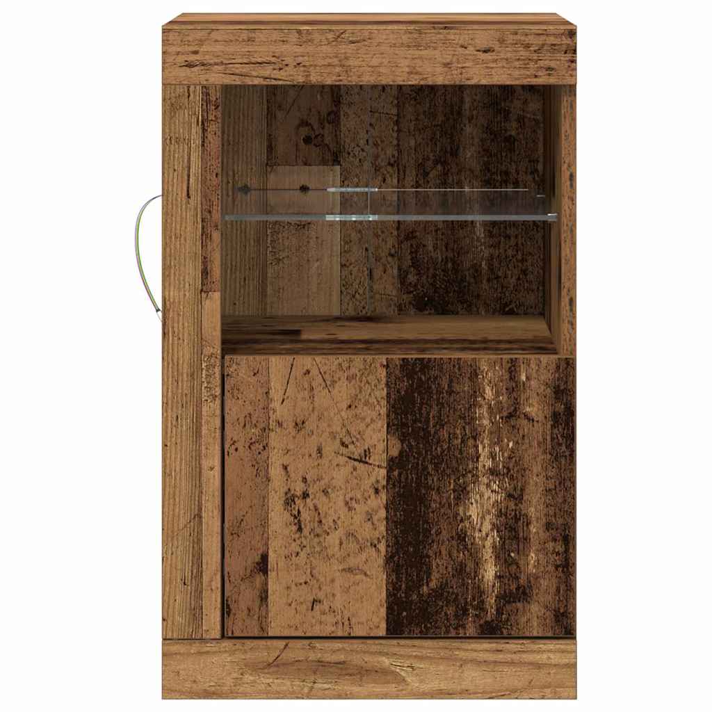 vidaXL Bijzetkast met LED-verlichting bewerkt hout wit