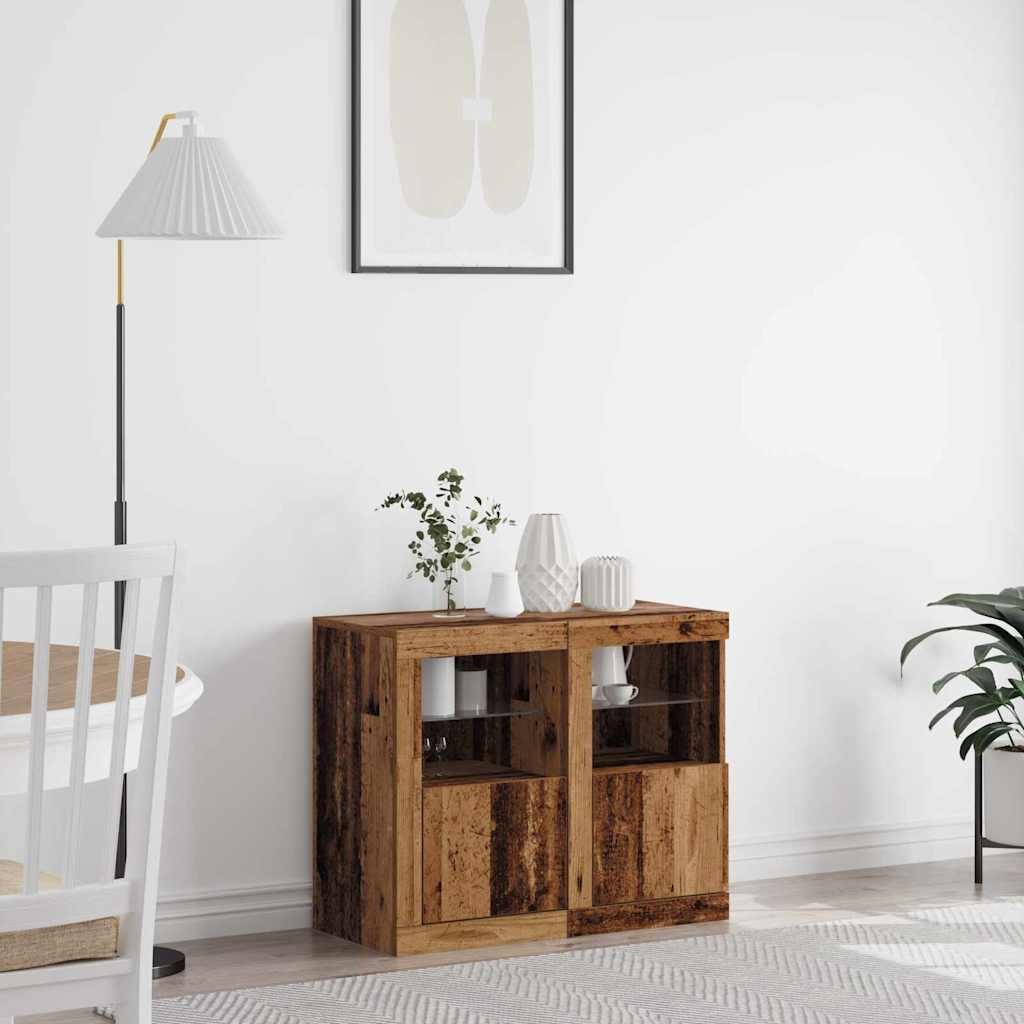 vidaXL Bijzetkast met LED-verlichting bewerkt hout wit