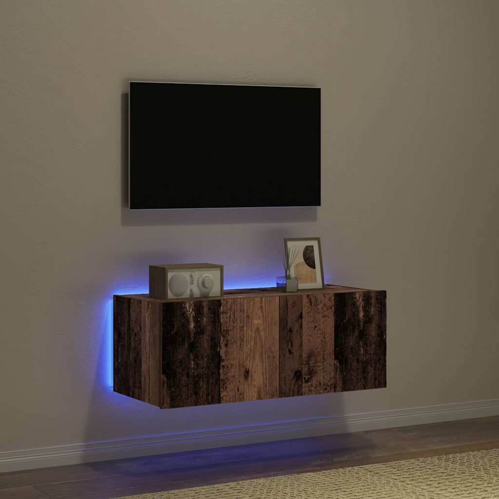 vidaXL TV cabinet with LED lights 30.5x35x30 cm white