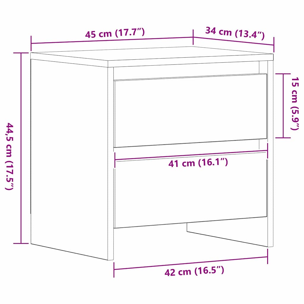 vidaXL Nachtkastje 45x34,5x44,5 cm bewerkt hout wit